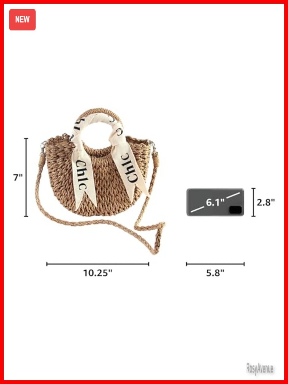 Handwoven Paper Rope Crossbody Bag with Top Handle - Picture 2 of 6